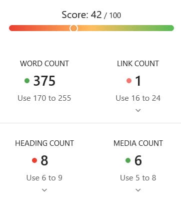 Score는 42점으로 주황색입니다.